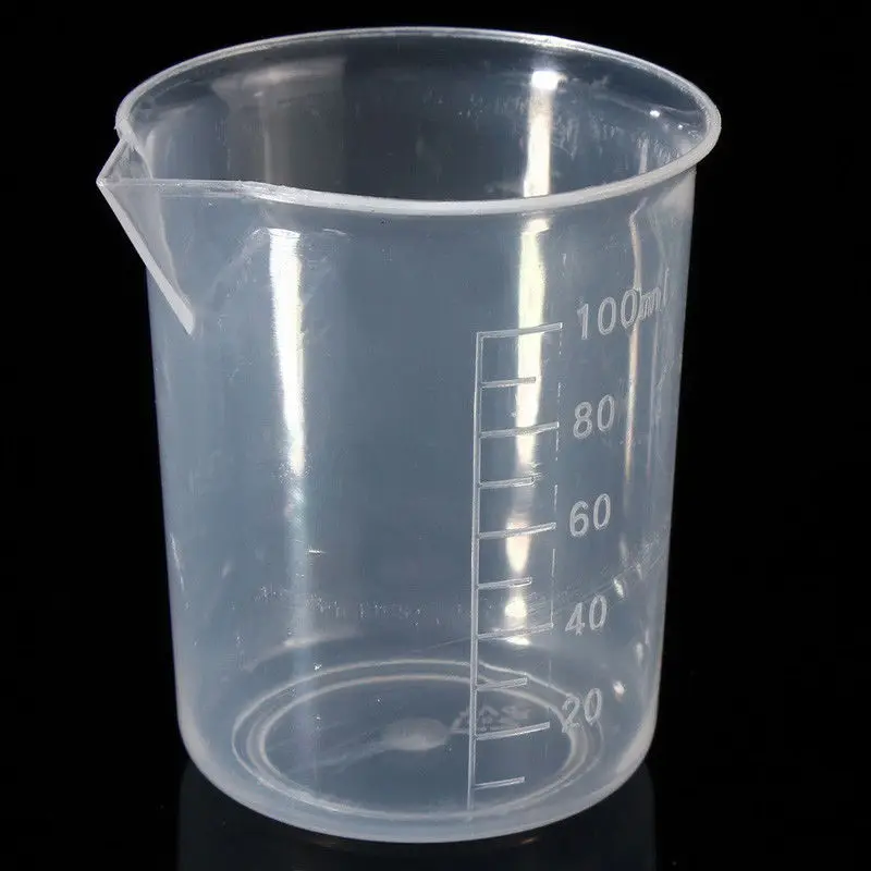 

2x 100mL/3.4oZ Clear Plastic Graduated Measuring Cup Jug Beaker Kitchen Lab Tool