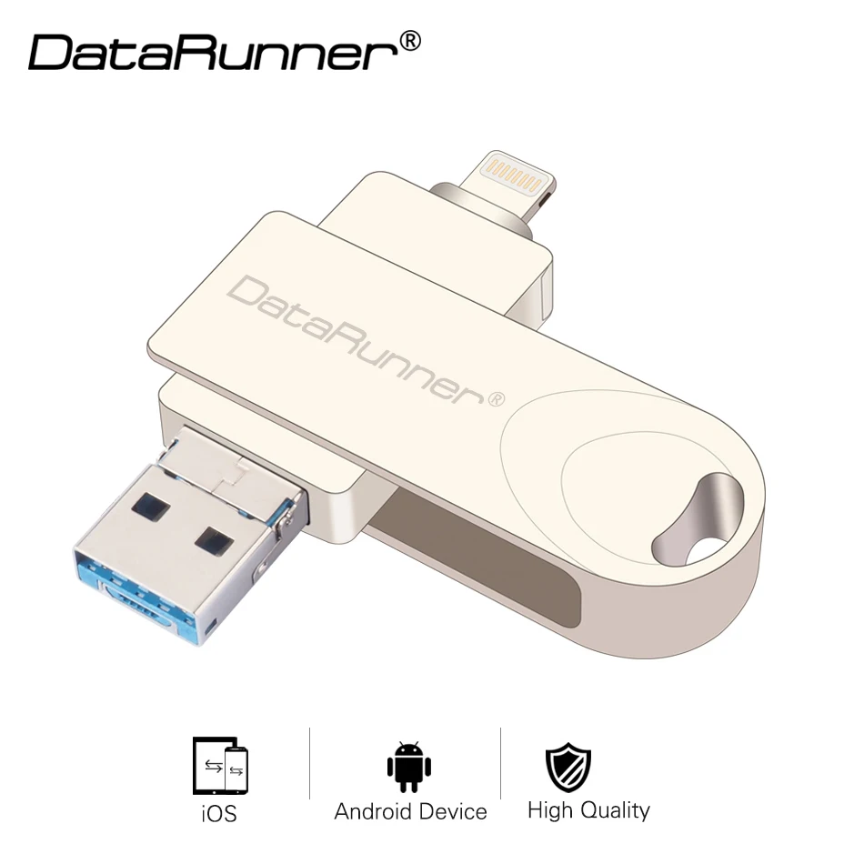 Новый флеш-накопитель DataRunner OTG USB для iPhone X 8 Plus 7 ГБ 16 32 64 128 Usb флешка 3 0 | Компьютеры и