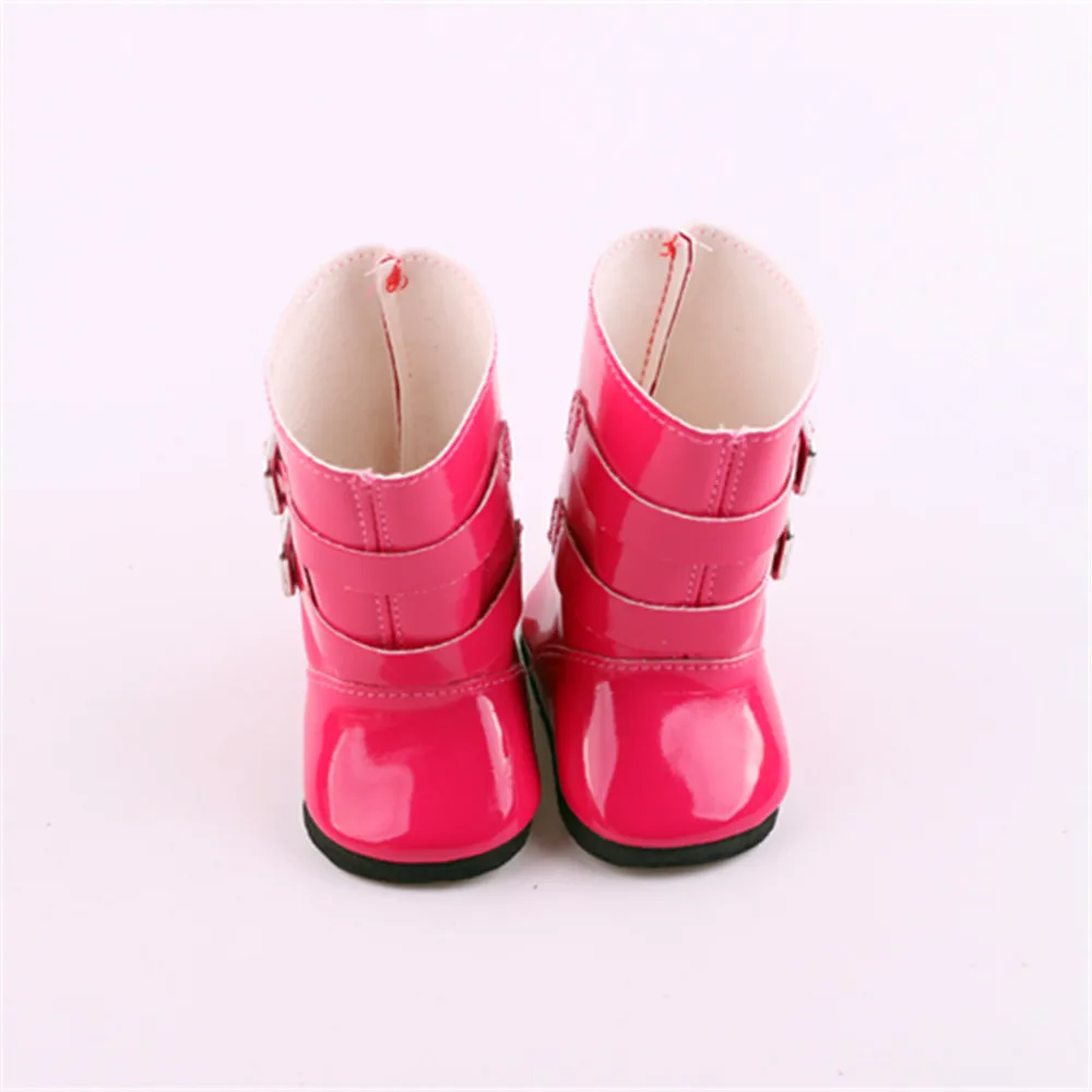

18 inch doll boots American and BJD girl baby toy bright leather boots colorful shoes 7cm for 43 cm doll accessories doll shoes