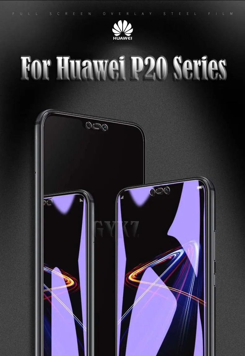 2 шт./лот полноэкранное закаленное стекло для huawei P20 Pro Анти Blu-Ray полное покрытие Защитная стеклянная пленка для huawei P20 P20 lite