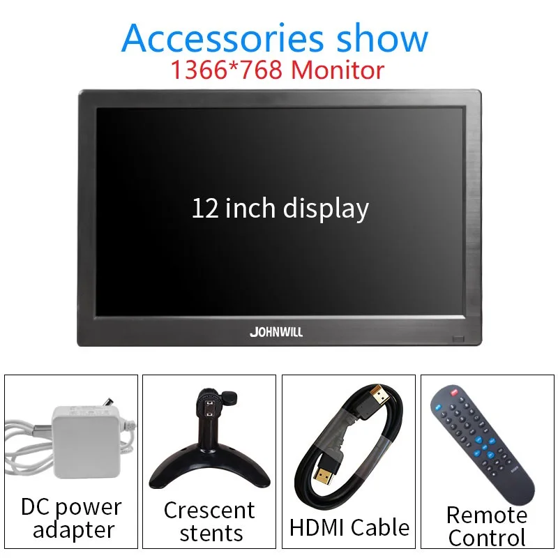 1366x768 12 дюймов lcd ips HDMI HD портативный монитор ПК дисплей 1080P экран маленький компьютер игровой монитор дисплей для Macbook Pro VGA xbox - Цвет: 1366x768