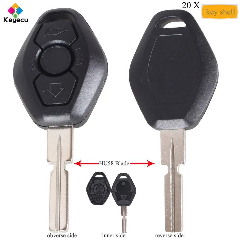 KEYECU 20 шт./лот сменный пульт дистанционного ключа 3 кнопки HU58 Blade FOB для BMW 5 7 серии Z3