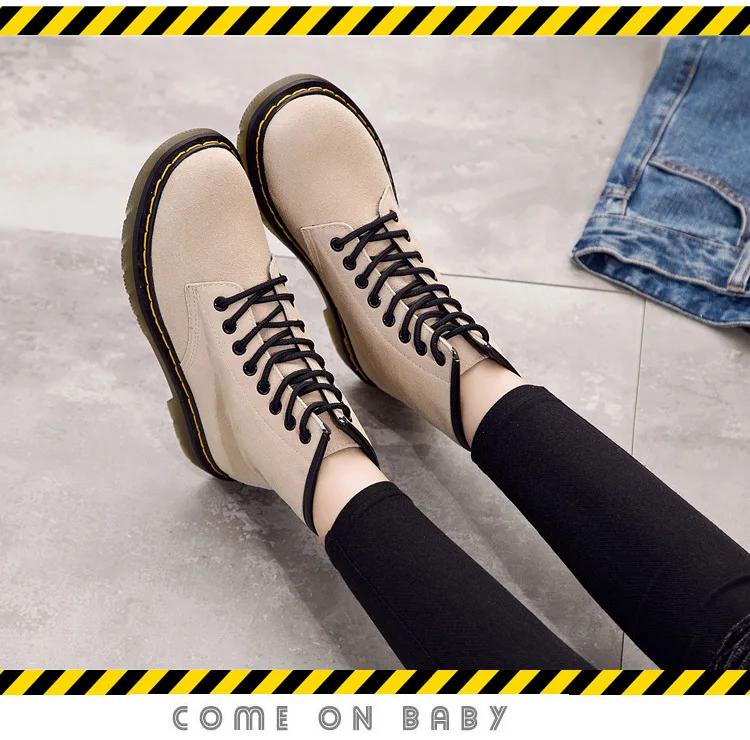 Женские ботинки; doc martins; коллекция года; винтажные классические ботинки martin в британском стиле из коровьей замши; женские мотоциклетные ботинки на толстом каблуке