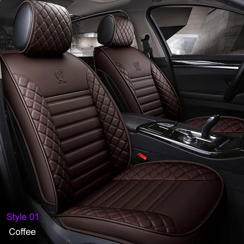 Coffee 01 1 набор роскошных чехлов для сидений автомобиля из искусственной кожи для Toyota Corolla Camry Rav4 Auris Prius Yalis Avensis SUV авто аксессуары для интерьера - Название цвета: Coffee 01