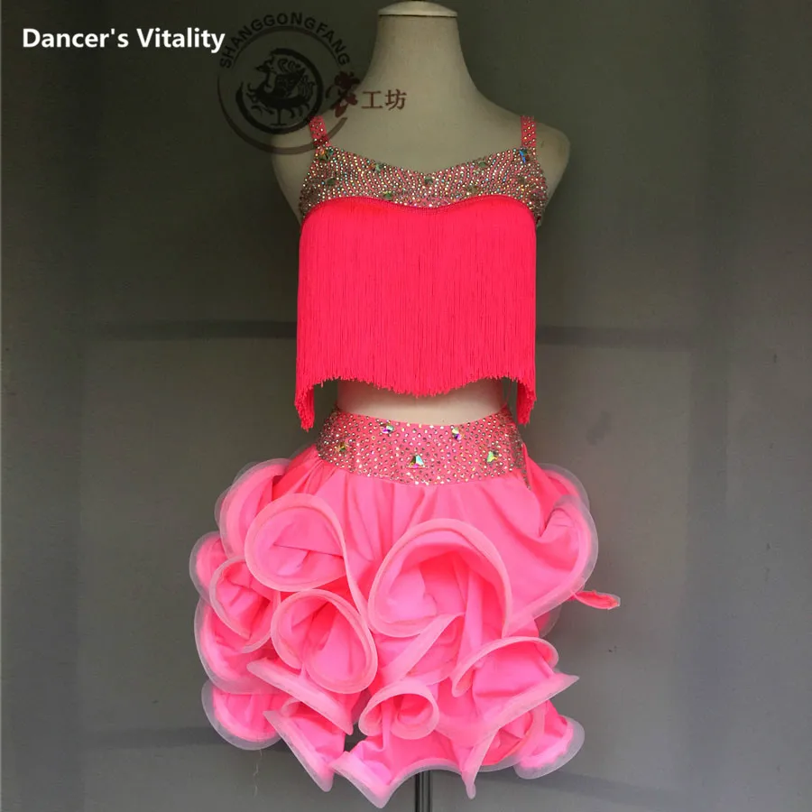 Платье для латинских танцев платье с кисточками без рукавов|latin dress for girl|latin dance