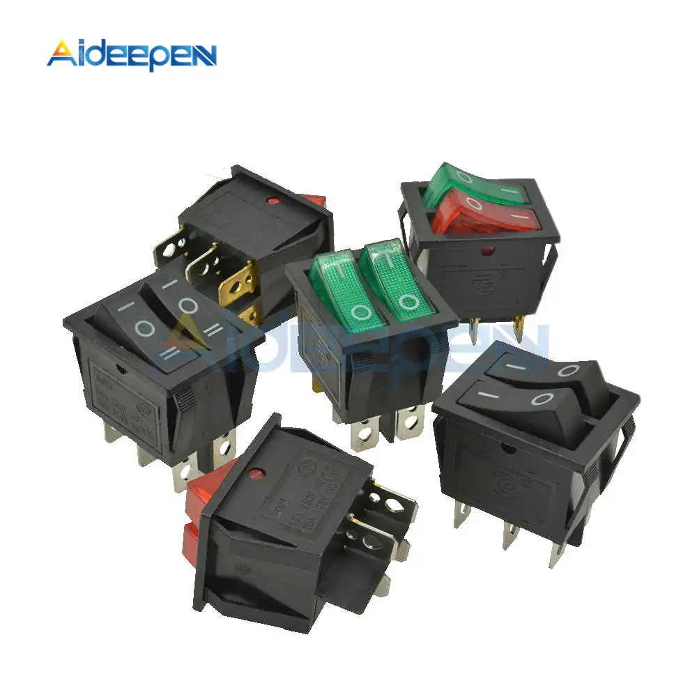 KCD6 кулисный переключатель ВКЛ-ВЫКЛ-ВКЛ/ВКЛ-ВЫКЛ 4 Pin 6PIN 15A 250 в двойной выключатель