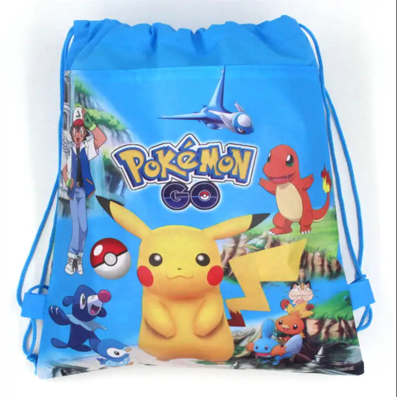 pokemon-A 1 шт. сумка-мешок с мультяшными человек паук, Марио школьный рюкзак для мальчика, для девочек с единорогом сумка комплект рюкзак - Цвет: pokemon-A