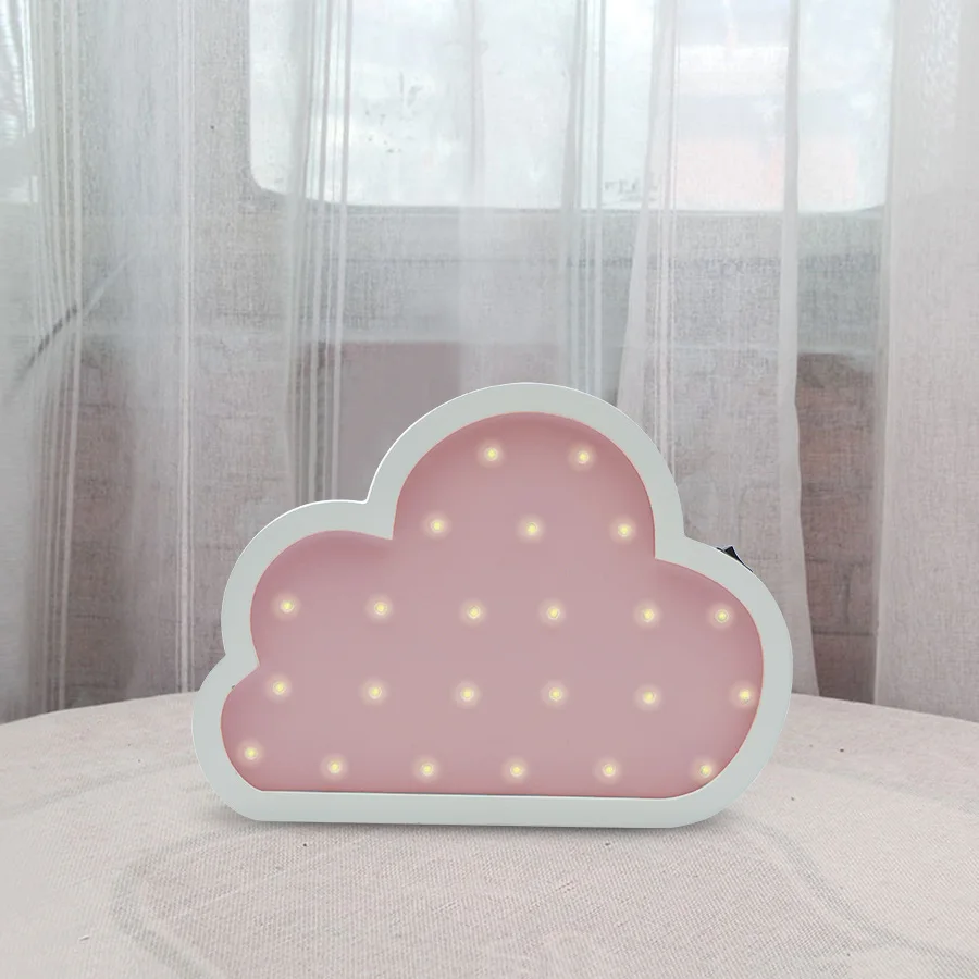 Pink cloud Детский подарок, единорог, ангел, 3D светодиодный светильник, ночник на батарейках, милая игрушка для маленьких детей, украшение для спальни, лампа для внутреннего освещения - Испускаемый цвет: Pink cloud