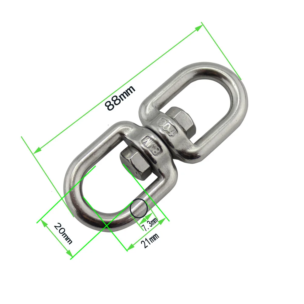 2pcs SS304 8mm Нержавеющая сталь двойной глаз Конец поворотный морской 304/316 глаз Конец поворотный якорь цепь соединитель Скоба 4 мм 5 мм 6 мм 8 мм - Цвет: 2pcs SS304 8mm