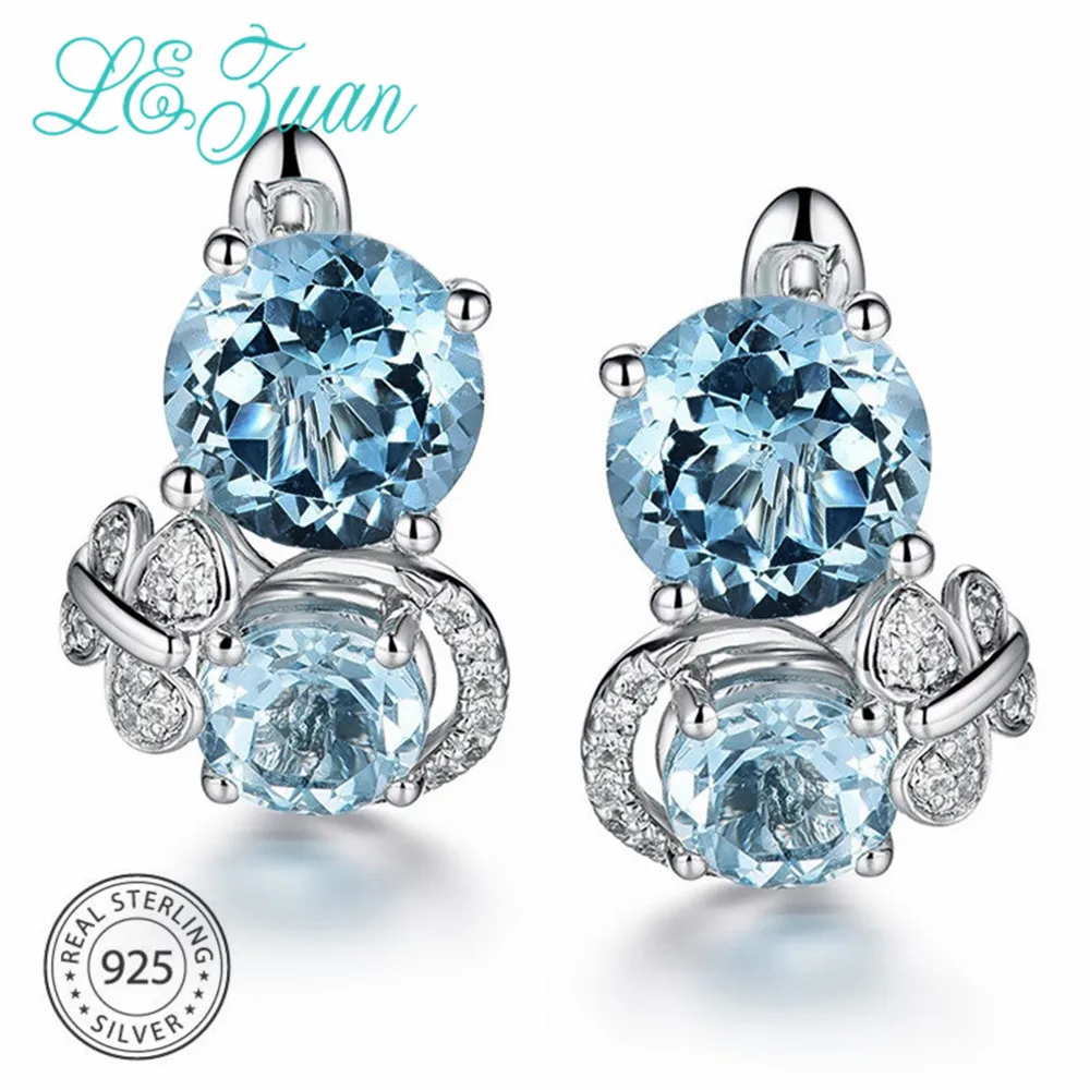 L& zuan 6.7ct двойной Натуральный топаз серьги гвоздики для женщин 925 стерлинговые серебряные серьги в виде бабочек Изящные женские ювелирные изделия подарок