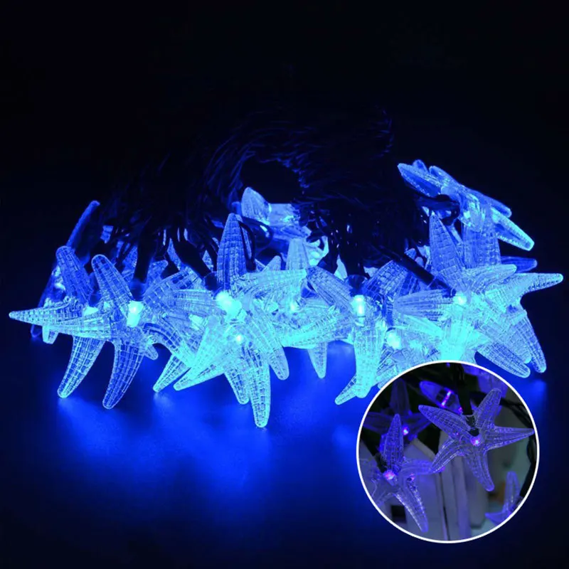 Dcoo Морская звезда Солнечная гирлянда 20ft 30 Led Фея Хэллоуин Рождество огни декоративное освещение для внутреннего/наружного сада