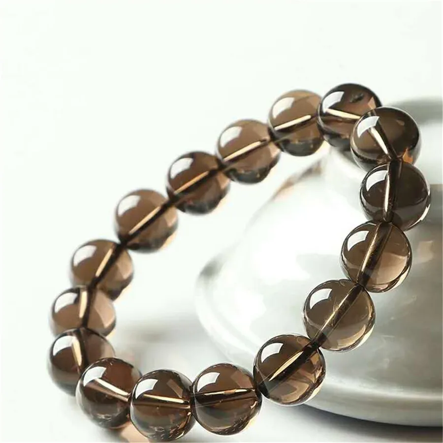 

Genuine Natural Brown Smoky Crystal Quartz Bracelet Stretch Crystal Round Beads Women Men 8mm 10mm 12mm 14mm 16mm AAAAAA