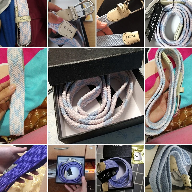 

Women's elastic woven leather needle buckle elastic belt women's belt