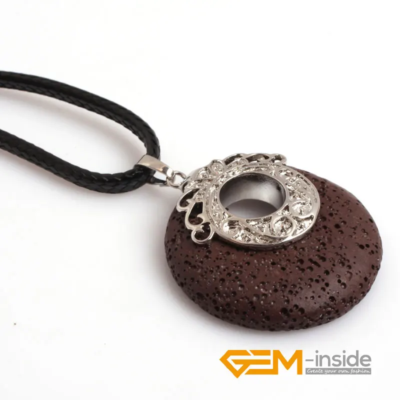 Вулканическая лава для монет 40 мм кожаное ожерелье с подвеской из губчатого