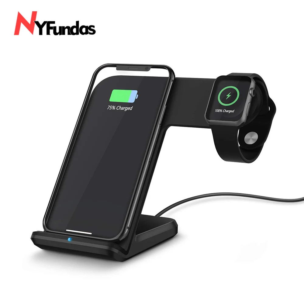 NYFundas Wireless Charger phone holder for Apple Watch 2 3 4 iphone XS MAX XR 8 plus X iwatch fast chargeur induction Accessory |