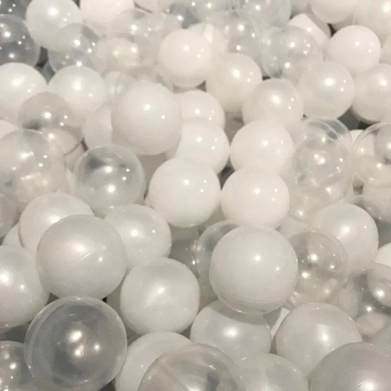 pearlwhite and clear Серебряный, Золотой, экологичный, красочный мяч, мягкий, пластиковый, Океанский шар, забавный, детский, детский, для плавания, яма, игрушка, водный бассейн, океан, 60 мм - Цвет: pearlwhite and clear