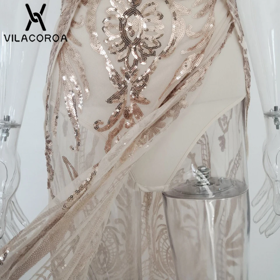 Модное Вечернее платье с золотыми блестками для женщин, Vestidos De Festa, с v-образным вырезом, на тонких бретелях, с разрезом, макси платье, женское Клубное сексуальное длинное платье
