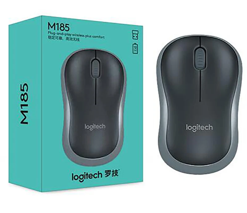 GRAY Оригинальная беспроводная мышь logitech M185 симметричный дизайн DPI офисный компьютер USB нано приемник для Windows Mac OS Linux - Цвет: GRAY