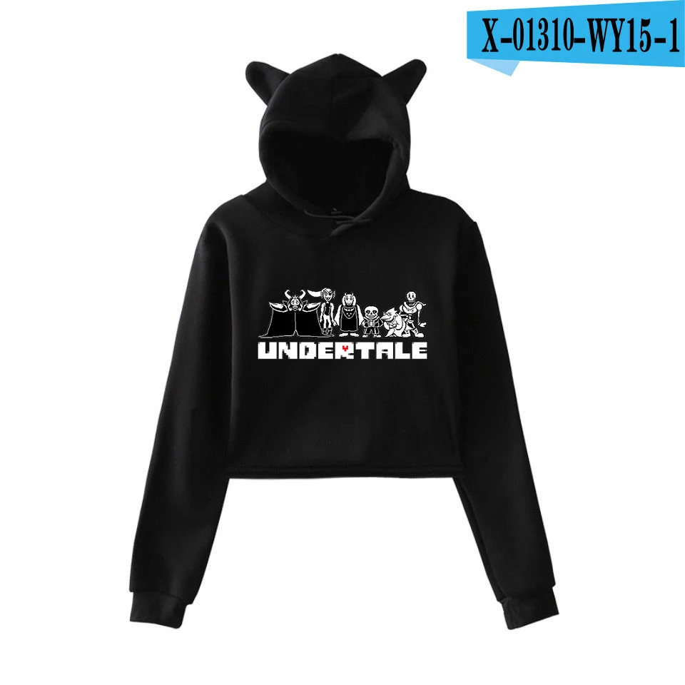 Undertale Sans мультфильм толстовка пуловеры для женщин корейский стиль Kpop худи с кошачьими ушами Повседневная Осенняя Толстовка с длинным рукавом для женщин - Цвет: C