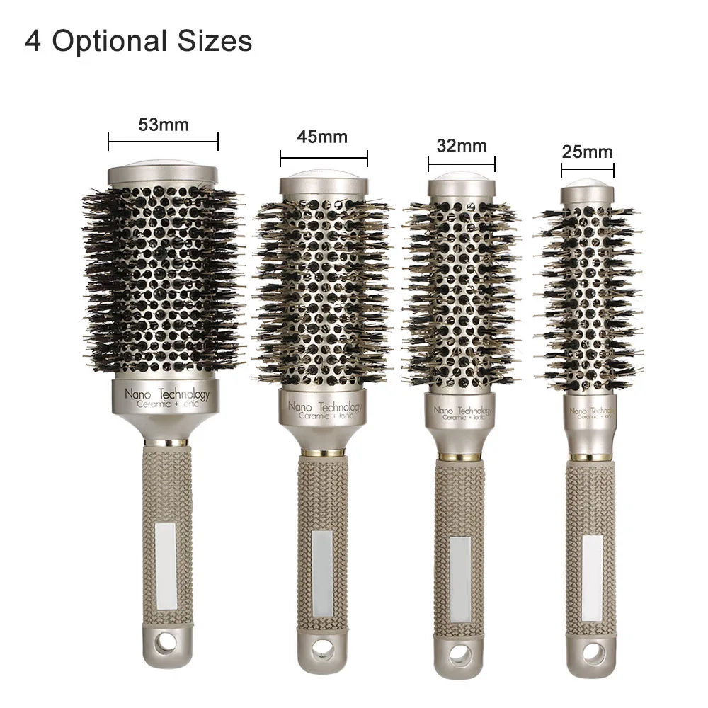 Антистатическая резиновая ручка Керамическая ионная круглая щетка Нейлоновая