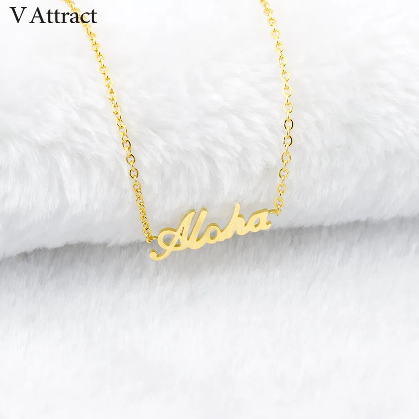 V привлечь 2017 Нержавеющая сталь цепи Aloha письмо заявление браслет Для женщин