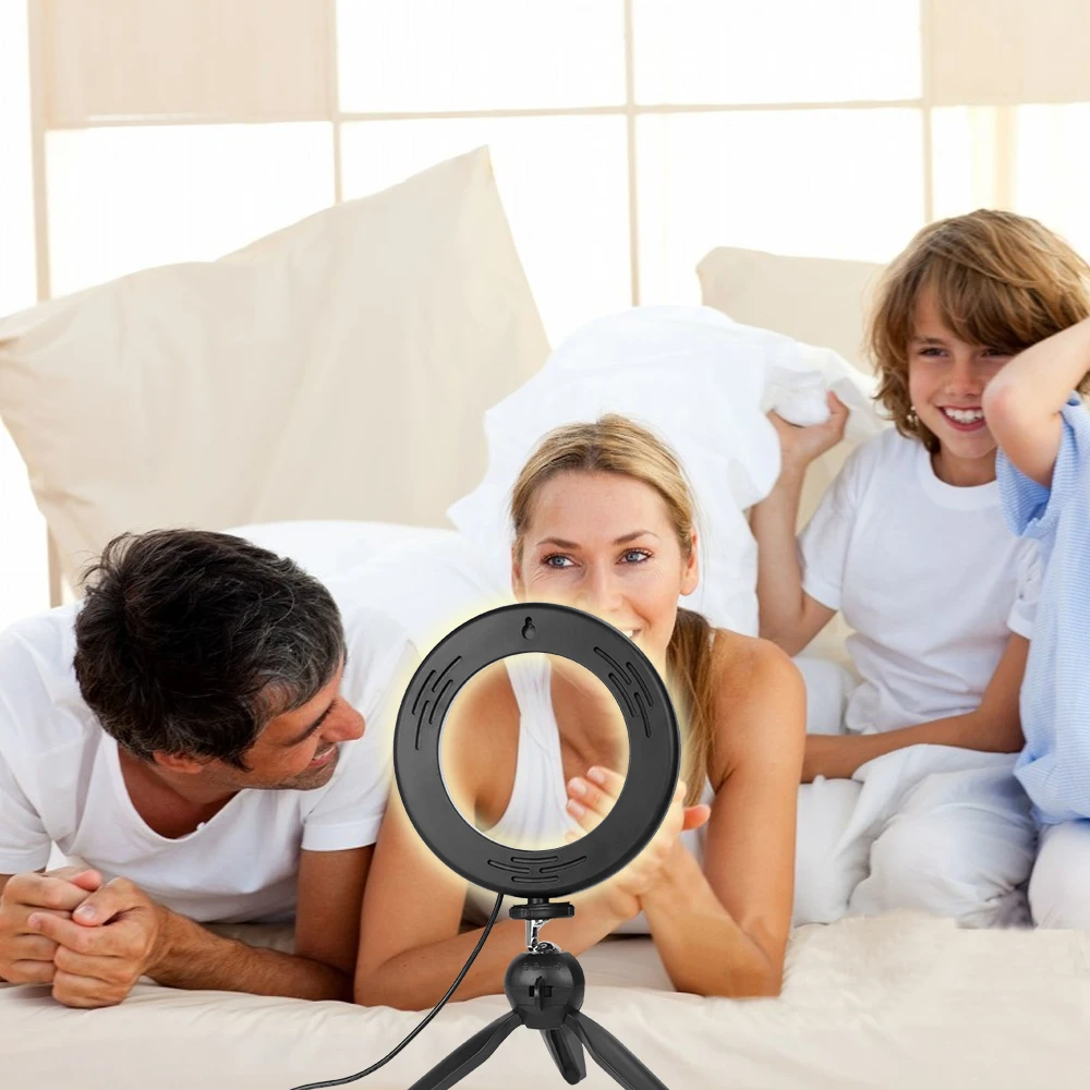 Zomei LED Ring Fill Light 6.0&quot 16cm 3200-5600K 64 LEDs Selfie Lamp Photographic Lighting With Mini Tripod with USB Plug | Электроника