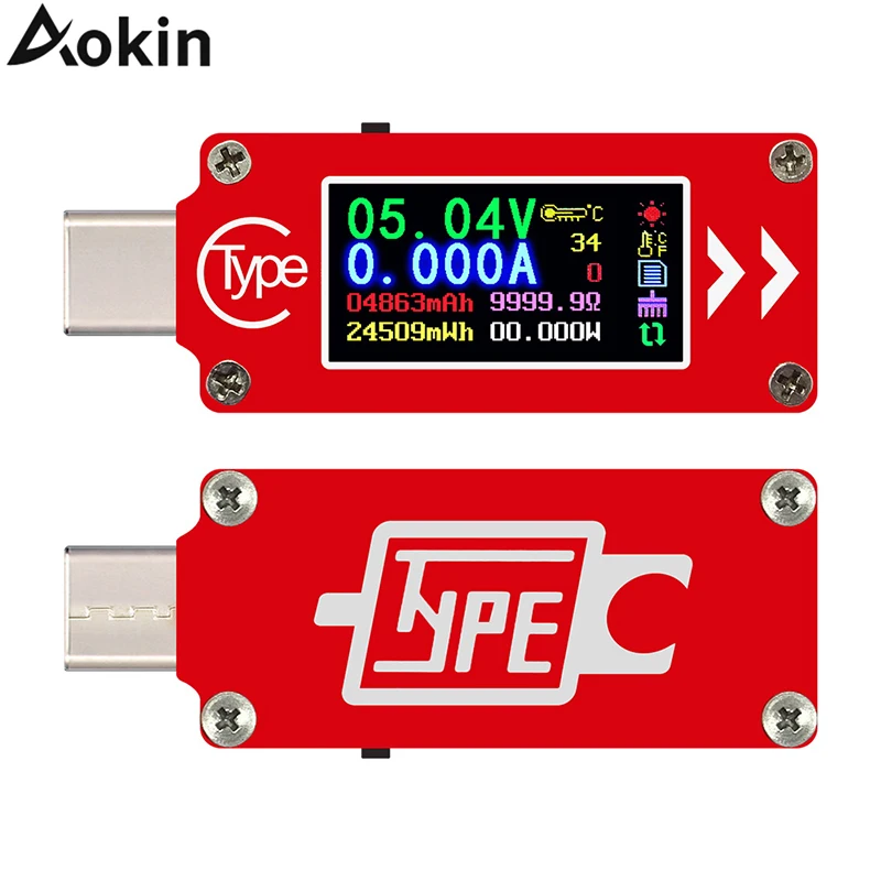 USB тестер TC64 с цветным ЖК дисплеем вольтметр амперметр измеритель напряжения