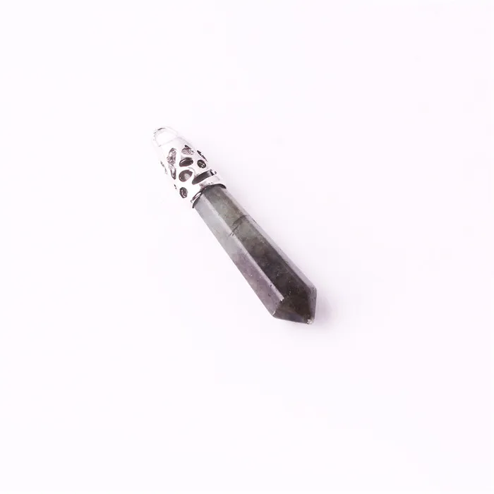 Labradorite 1 шт. красивый натуральный кристалл кварц драгоценный камень длинный Лабрадорит маятник спектролит подвески из лунного камня Ювелирные изделия подходит ожерелье - Окраска металла: Labradorite