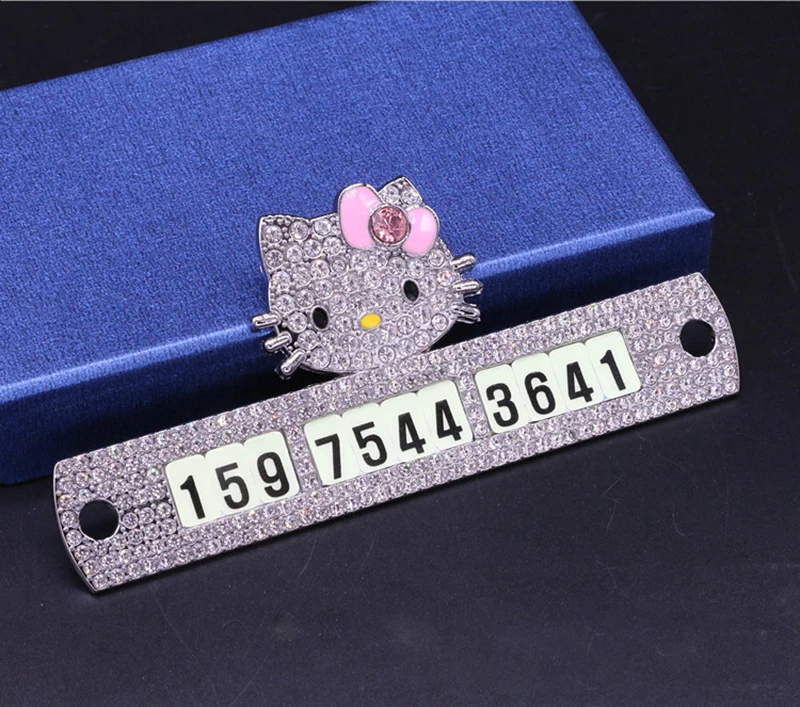 Шикарный милый мультфильм hello kitty Автомобильная временная парковка телефонная карточка пластина авто Сплав с алмазными креативными пластинами