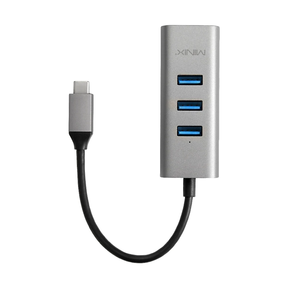 MINIX NEO C-UE алюминиевый USB-C до 3-Порты и разъёмы USB 3,0 и Gigabit Ethernet адаптер Универсальный Совместимость Windows, Mac и Chrome OS