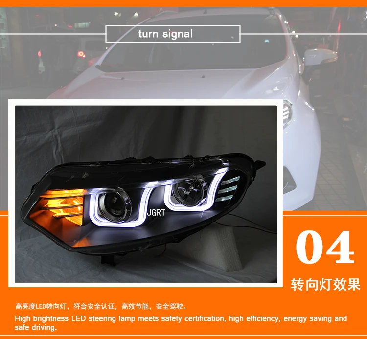 2 шт светодиодный фары для Форд Ecosport 2013 автомобилей Светодиодный свет двойной ксеноновой линзы автомобильные аксессуары Габаритные огни противотуманных фар