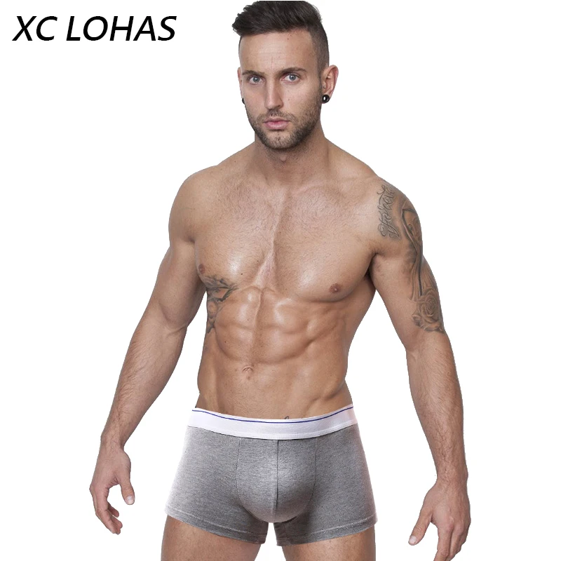 Сексуальное хлопковое Мужское нижнее белье боксеры дышащие Брендовые мужские