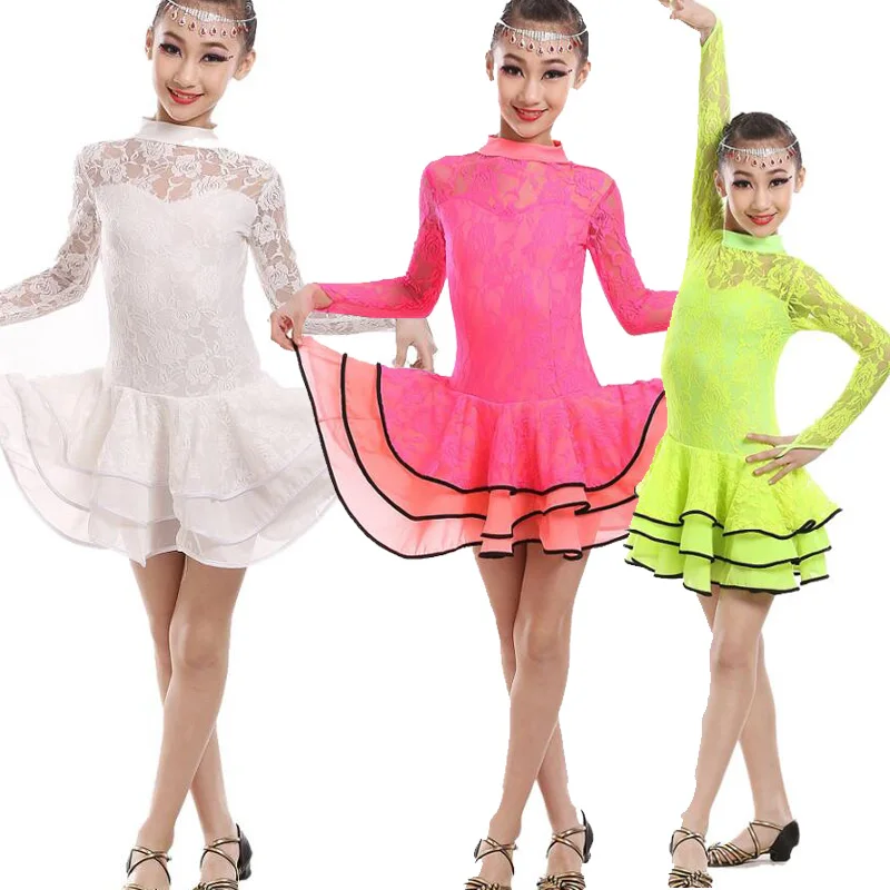 Обувь для девочек с длинным рукавом Костюмы бальных танцев латиноамериканских