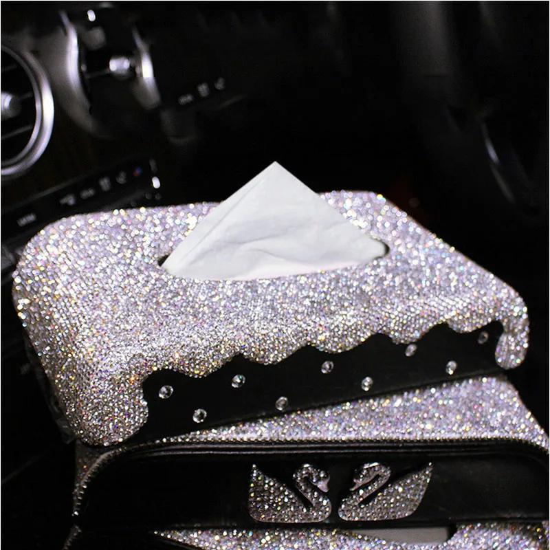 Car Diamonds Stars Tissue Box Cars Tray High-grade Full Diamond Swan Crown Crystal | Автомобили и мотоциклы