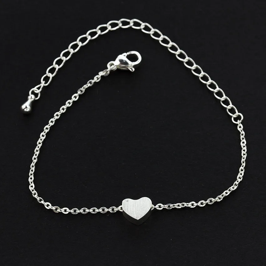 

V Attract 10pcs Mini Love Heart Bracelet Couple Bijoux Stainless Steel Cahin Pulseira Feminina Best Friend Friendship Gift