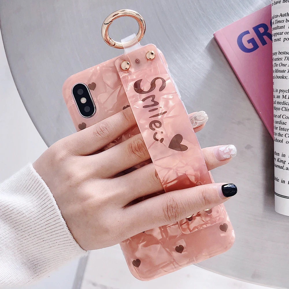 L-FADNUT браслет-держатель чехол для iPhone Xr X Xs Max 7 8 6 S Plus резиновый Loveheart с рисунком