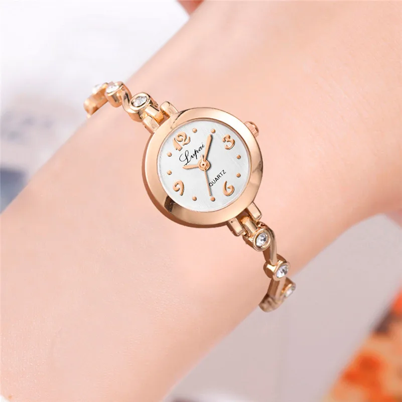 2019 Luxury Women Watches Fashion Rose Gold Crystal Bracelet Ladies Watch Large Digita Dial Diamond Quartz Wrist /D | Наручные часы