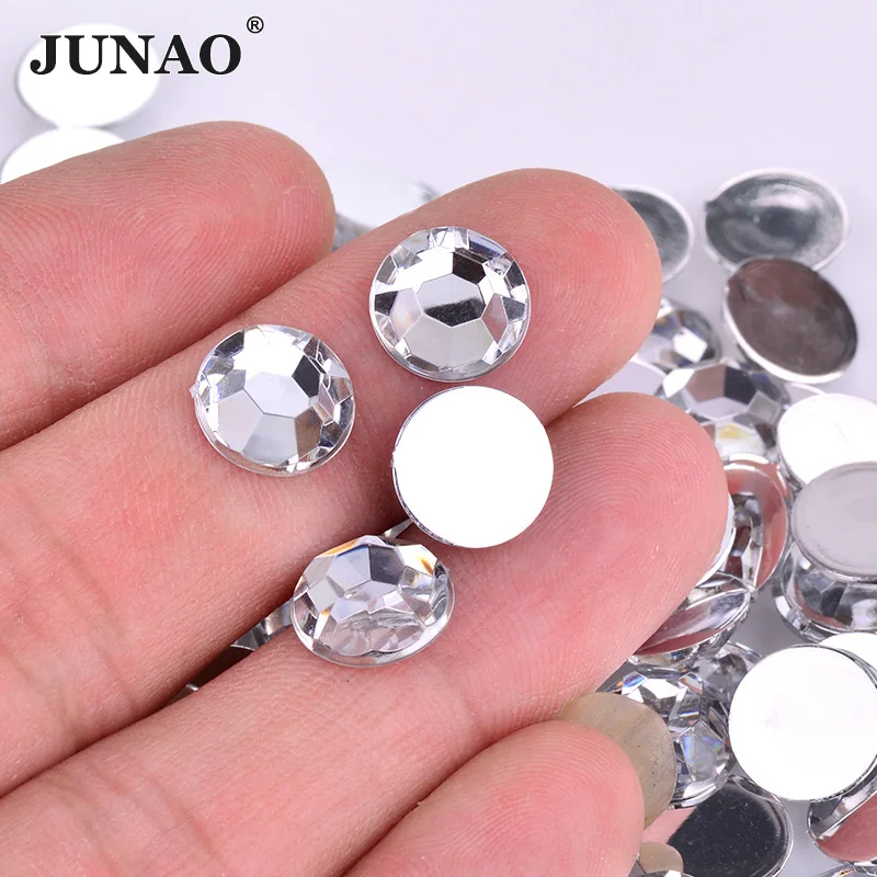 JUNAO 3 4 5 6 8 10 12 20 мм прозрачные белые круглые Кристальные стразы с плоской задней