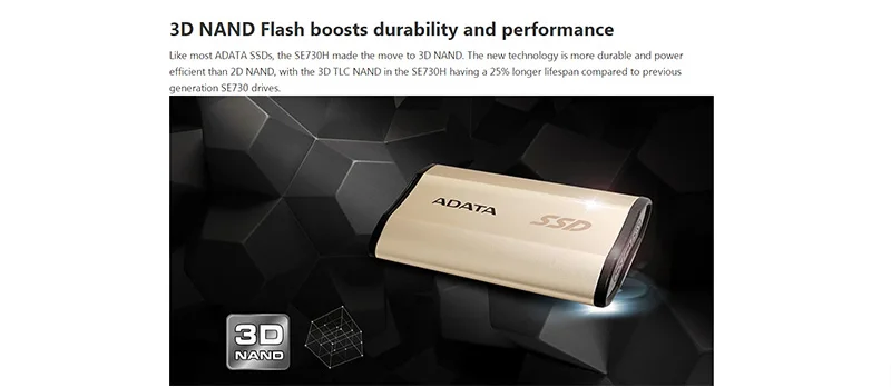 ADATA SE730 внешние твердотельные накопители 250G 512G USB 3,1 3D NAND Flash повышают долговечность для Windows Mac Android до 500 МБ/с