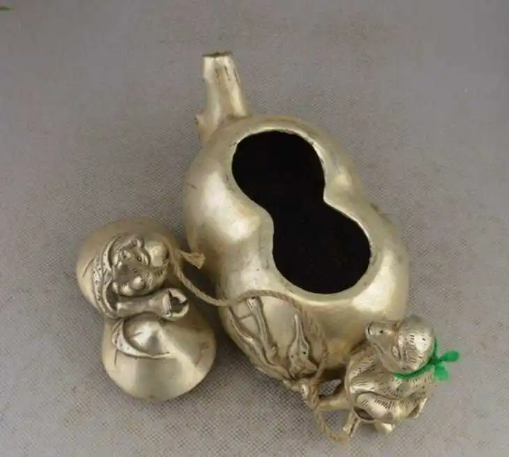 

China Silver Zodiac Year Animal Monkey Peach wine Pot teapot Teakettle