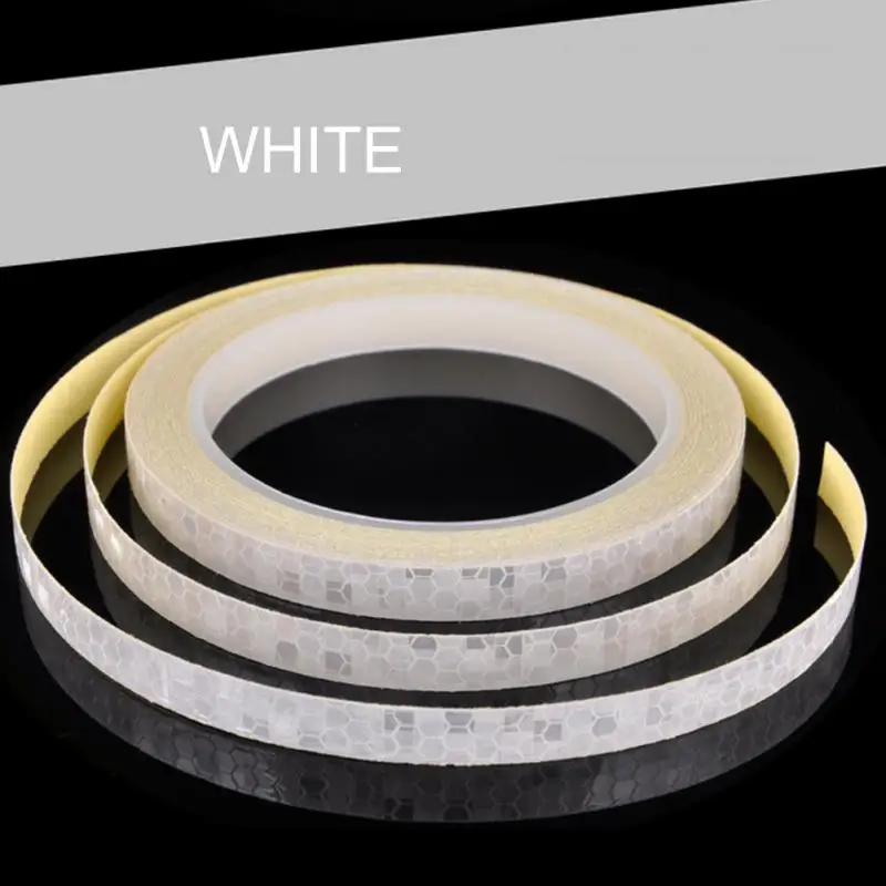 white 1 см* 8 м флуоресцентные велосипедные Светоотражающие стикеры для мотоциклов полоса Декаль ленты безопасности водонепроницаемый - Цвет: white