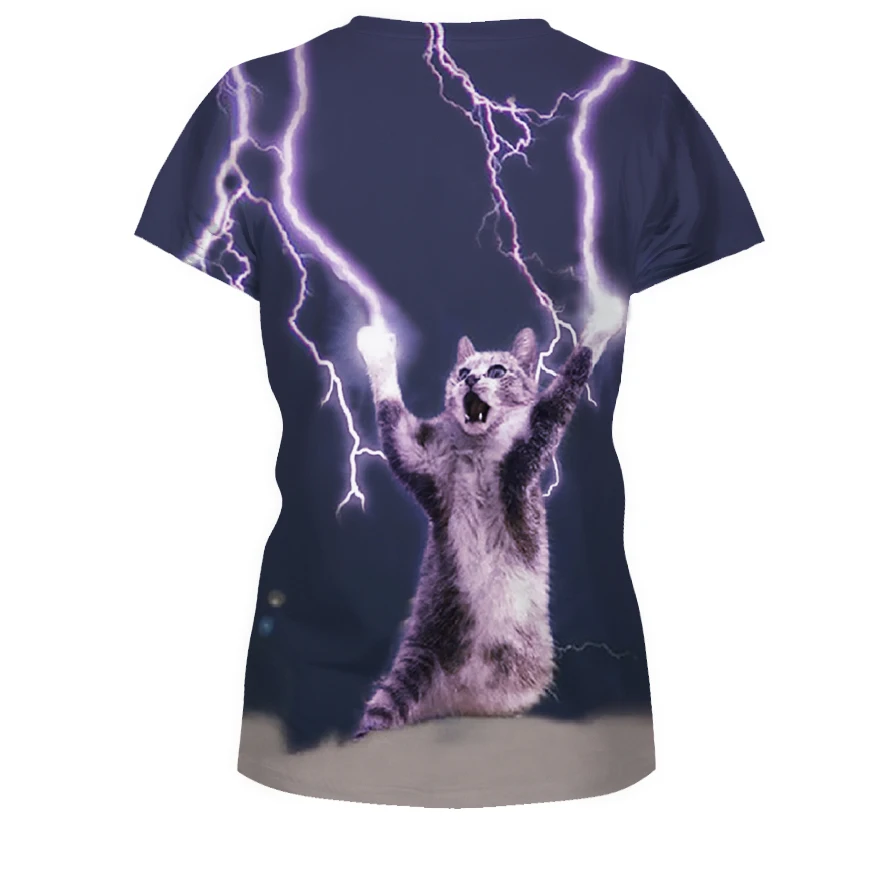 Футболка Lightning Thunder Cat Женская/Мужская симпатичная 3D футболка парные пары летняя