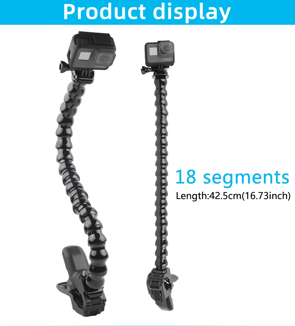 Gooseneck Arm Neck Tripod Mount Adjustable Flexible Clamp Clip for GoPro Hero 8 7 6 5 Black Sjcam Xiaomi Yi Camera Accessory