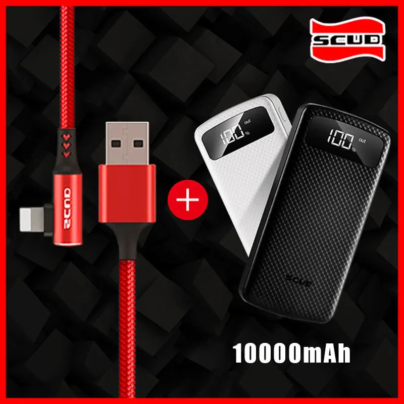 Scud Power bank 10000 мАч + USB кабель со светодиодным цифровым дисплеем powerbank для iphone X XS XR 4S 5