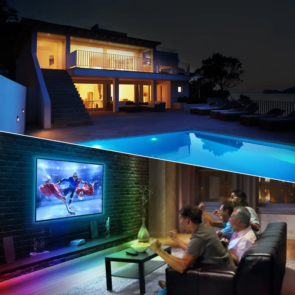 RGB Светодиодная лента Водонепроницаемая DC12V 5050 черная печатная плата wifi RGBWW RGBW