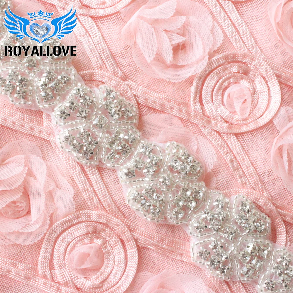 RoyalLove 1 ярд ручной работы пришить Свадебный пояс-кушак чистое серебро Кристалл Rhinestone Аппликации отделка для ремня Свадебные платья аксессуар