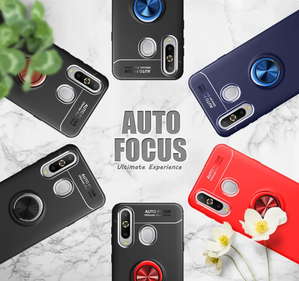 For Samsung Galaxy A8s Case Matte Soft Silicone Back Cover for A9 Pro (2019) Finger Ring |