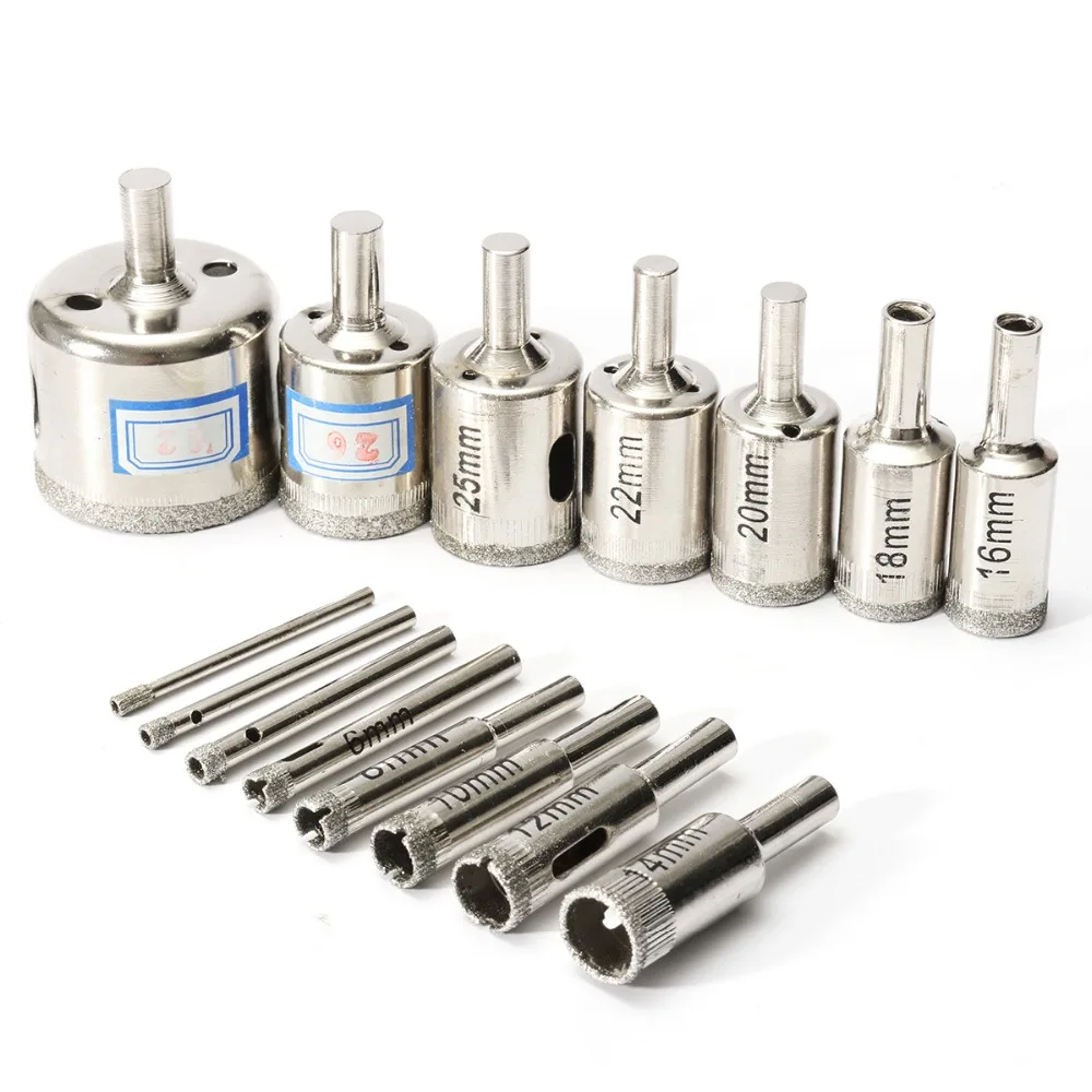 Набор корончатых сверел 15 шт. сверла с мраморным сердечником 3 мм-42 мм алмазный