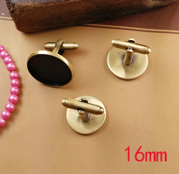 (30 шт./лот) подходит для 16 мм французские круглые запонки пустые медный материал