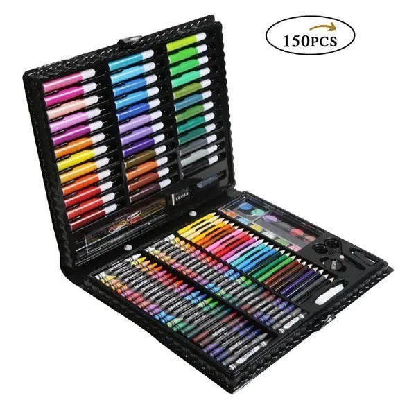 150pcs 150/176 шт. детский художественный набор, детский набор для рисования, цветные карандаши, акварельные, для студентов, художников, художественный набор, кисти, Канцелярский набор - Цвет: 150pcs